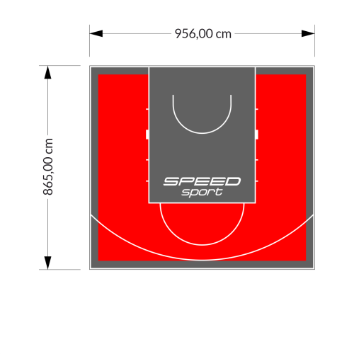 83M2/865X956CM CZERWONO-GRAFITOWE BOISKO DO KOSZYKÓWKI SPEEDSPORT HEXA POWER PRO