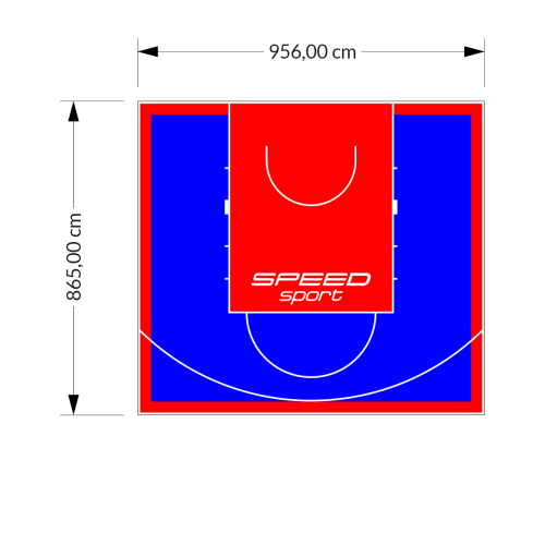 83M2/865X956CM NIEBIESKO-CZERWONE BOISKO DO KOSZYKÓWKI SPEEDSPORT HEXA POWER PRO