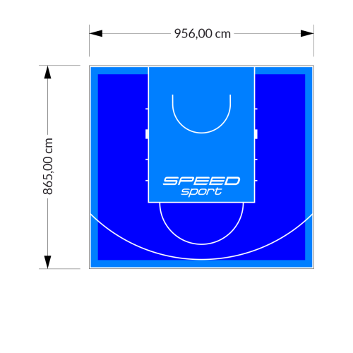 83M2/865X956CM NIEBIESKO-BŁĘKITNE BOISKO DO KOSZYKÓWKI SPEEDSPORT HEXA POWER PRO