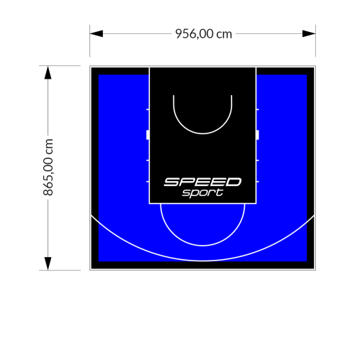 83M2/865X956CM NIEBIESKO-CZARNE BOISKO DO KOSZYKÓWKI SPEEDSPORT HEXA POWER PRO