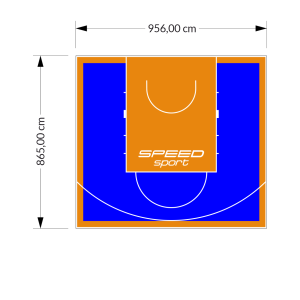 83M2/865X956CM NIEBIESKO-POMARAŃCZOWE BOISKO DO KOSZYKÓWKI SPEEDSPORT HEXA POWER PRO