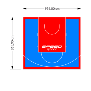 83M2/865X956CM BŁĘKITNO-CZERWONE BOISKO DO KOSZYKÓWKI SPEEDSPORT HEXA POWER PRO