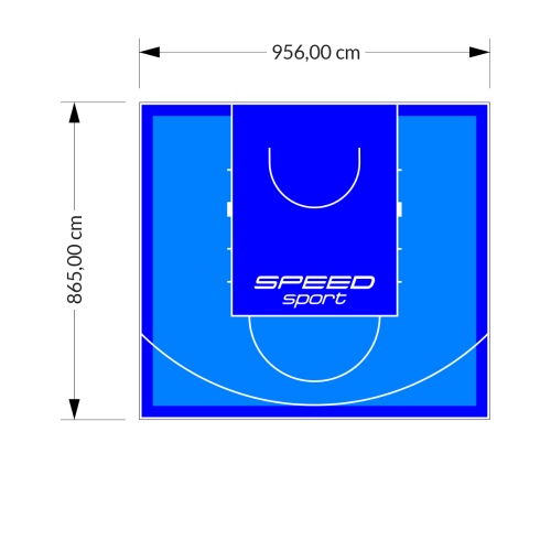 83M2/865X956CM BŁĘKITNO-NIEBIESKIE BOISKO DO KOSZYKÓWKI SPEEDSPORT HEXA POWER PRO