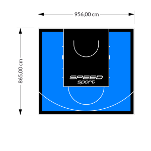 83M2/865X956CM BŁĘKITNO-CZARNE BOISKO DO KOSZYKÓWKI SPEEDSPORT HEXA POWER PRO