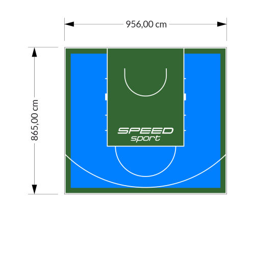 83M2/865X956CM BŁĘKITNO-ZIELONE BOISKO DO KOSZYKÓWKI SPEEDSPORT HEXA POWER PRO