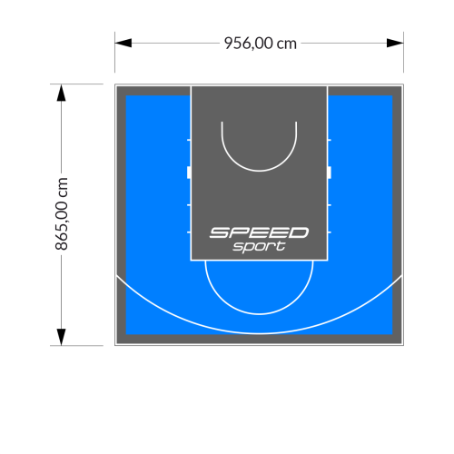 83M2/865X956CM BŁĘKITNO-GRAFITOWE BOISKO DO KOSZYKÓWKI SPEEDSPORT HEXA POWER PRO