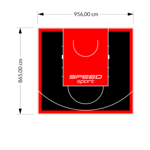 83M2/865X956CM CZARNO-CZERWONE BOISKO DO KOSZYKÓWKI SPEEDSPORT HEXA POWER PRO