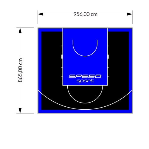 83M2/865X956CM CZARNO-NIEBIESKIE BOISKO DO KOSZYKÓWKI SPEEDSPORT HEXA POWER PRO