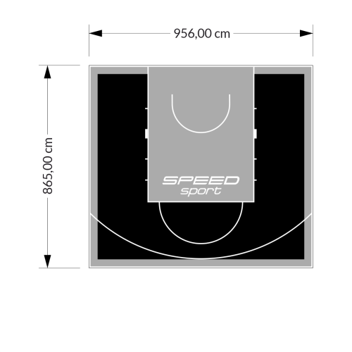 83M2/865X956CM CZARNO-SZARE BOISKO DO KOSZYKÓWKI SPEEDSPORT HEXA POWER PRO