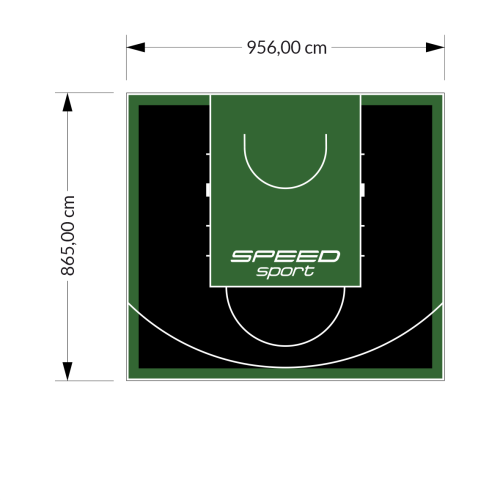 83M2/865X956CM CZARNO-ZIELONE BOISKO DO KOSZYKÓWKI SPEEDSPORT HEXA POWER PRO