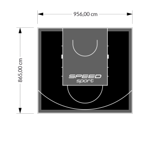 83M2/865X956CM CZARNO-GRAFITOWE BOISKO DO KOSZYKÓWKI SPEEDSPORT HEXA POWER PRO