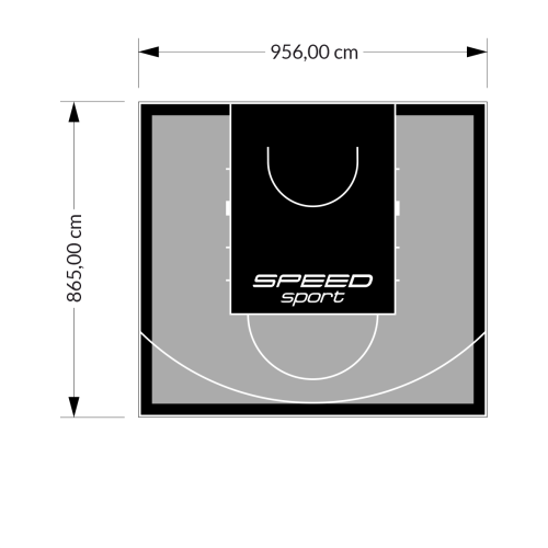 83M2/865X956CM SZARO-CZARNE BOISKO DO KOSZYKÓWKI SPEEDSPORT HEXA POWER PRO