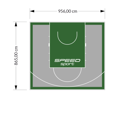 83M2/865X956CM SZARO-ZIELONE BOISKO DO KOSZYKÓWKI SPEEDSPORT HEXA POWER PRO