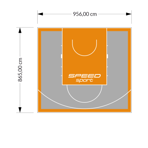 83M2/865X956CM SZARO-POMARAŃCZOWE BOISKO DO KOSZYKÓWKI SPEEDSPORT HEXA POWER PRO