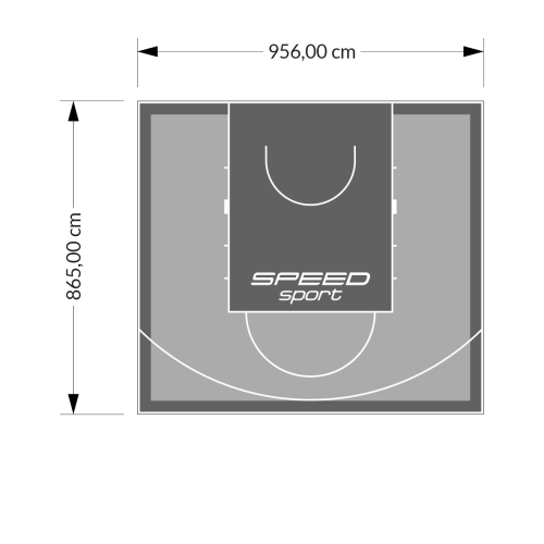 83M2/865X956CM SZARO-GRAFITOWE BOISKO DO KOSZYKÓWKI SPEEDSPORT HEXA POWER PRO