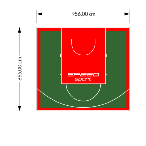 83M2/865X956CM ZIELONO-CZERWONE BOISKO DO KOSZYKÓWKI SPEEDSPORT HEXA POWER PRO