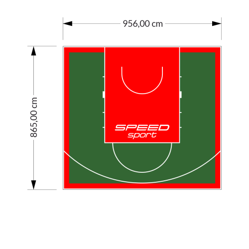 83M2/865X956CM ZIELONO-CZERWONE BOISKO DO KOSZYKÓWKI SPEEDSPORT HEXA POWER PRO