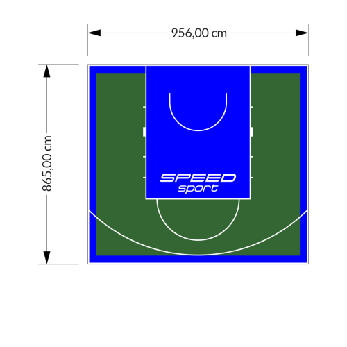 83M2/865X956CM ZIELONO-NIEBIESKIE BOISKO DO KOSZYKÓWKI SPEEDSPORT HEXA POWER PRO
