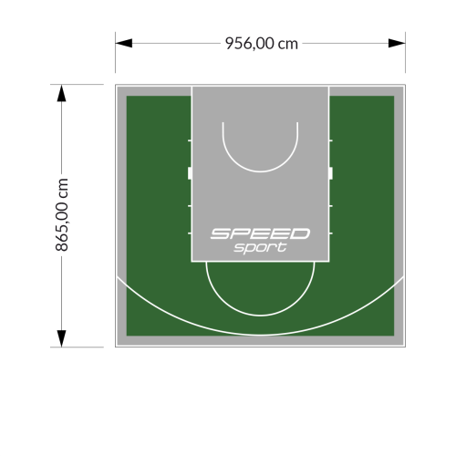 83M2/865X956CM ZIELONO-SZARE BOISKO DO KOSZYKÓWKI SPEEDSPORT HEXA POWER PRO
