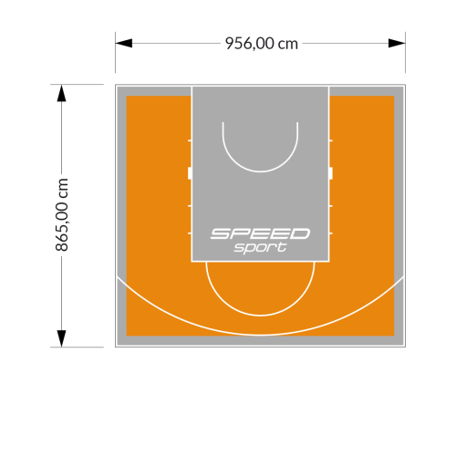 83M2/865X956CM POMARAŃCZOWO-SZARE BOISKO DO KOSZYKÓWKI SPEEDSPORT HEXA POWER PRO