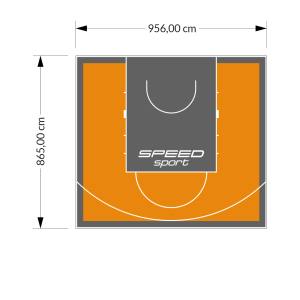 83M2/865X956CM POMARAŃCZOWO-GRAFITOWE BOISKO DO KOSZYKÓWKI SPEEDSPORT HEXA POWER PRO