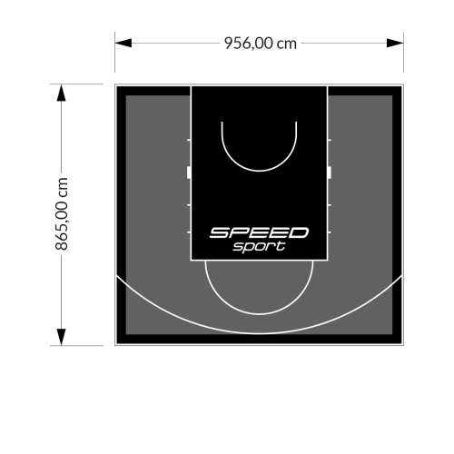 83M2/865X956CM GRAFITOWO-CZARNE BOISKO DO KOSZYKÓWKI SPEEDSPORT HEXA POWER PRO