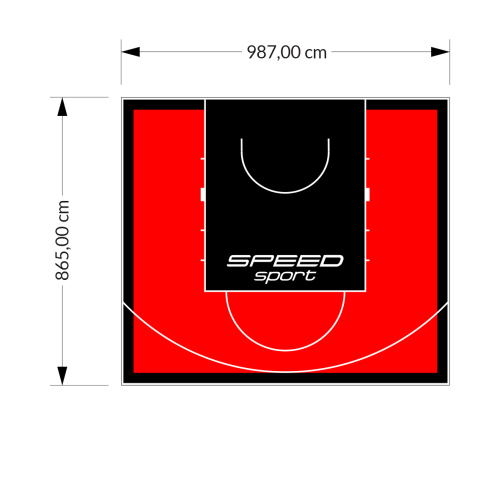 85M2/865X987CM CZERWONO-CZARNE BOISKO DO KOSZYKÓWKI SPEEDSPORT HEXA POWER PRO