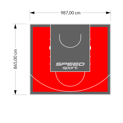85M2/865X987CM CZERWONO-GRAFITOWE BOISKO DO KOSZYKÓWKI SPEEDSPORT HEXA POWER PRO