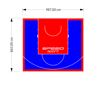 85M2/865X987CM NIEBIESKO-CZERWONE BOISKO DO KOSZYKÓWKI SPEEDSPORT HEXA POWER PRO