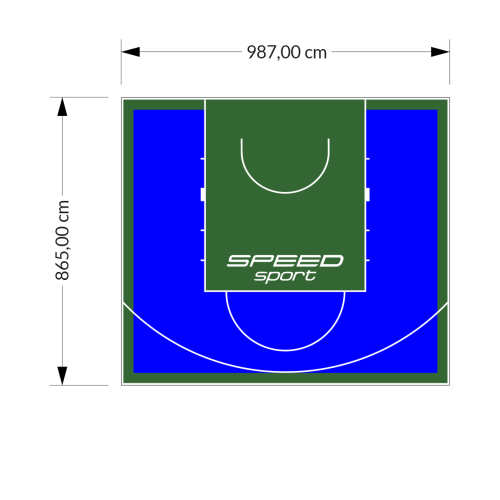 85M2/865X987CM NIEBIESKO-ZIELONE BOISKO DO KOSZYKÓWKI SPEEDSPORT HEXA POWER PRO