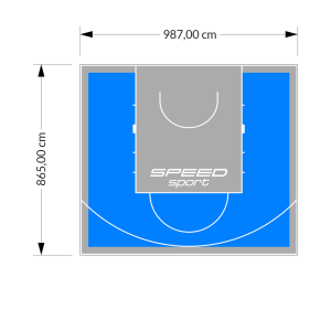 85M2/865X987CM BŁĘKITNO-SZARE BOISKO DO KOSZYKÓWKI SPEEDSPORT HEXA POWER PRO