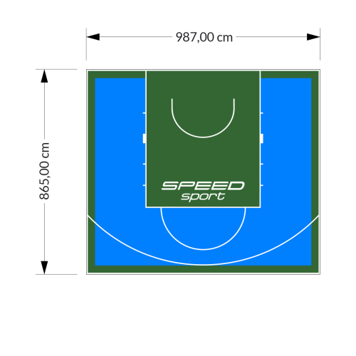 85M2/865X987CM BŁĘKITNO-ZIELONE BOISKO DO KOSZYKÓWKI SPEEDSPORT HEXA POWER PRO