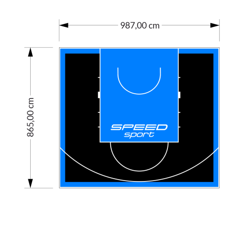 85M2/865X987CM CZARNO-BŁĘKITNE BOISKO DO KOSZYKÓWKI SPEEDSPORT HEXA POWER PRO