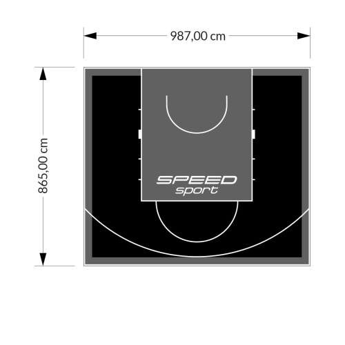 85M2/865X987CM CZARNO-GRAFITOWE BOISKO DO KOSZYKÓWKI SPEEDSPORT HEXA POWER PRO
