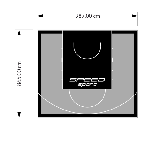 85M2/865X987CM SZARO-CZARNE BOISKO DO KOSZYKÓWKI SPEEDSPORT HEXA POWER PRO