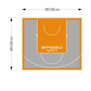 85M2/865X987CM SZARO-POMARAŃCZOWE BOISKO DO KOSZYKÓWKI SPEEDSPORT HEXA POWER PRO