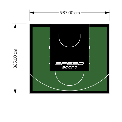 85M2/865X987CM ZIELONO-CZARNE BOISKO DO KOSZYKÓWKI SPEEDSPORT HEXA POWER PRO
