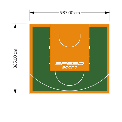 85M2/865X987CM ZIELONO-POMARAŃCZOWE BOISKO DO KOSZYKÓWKI SPEEDSPORT HEXA POWER PRO