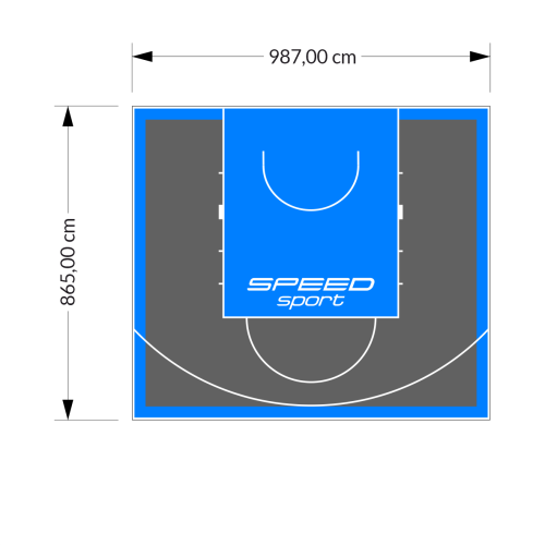 85M2/865X987CM GRAFITOWO-BŁĘKITNE BOISKO DO KOSZYKÓWKI SPEEDSPORT HEXA POWER PRO
