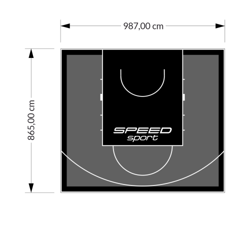 85M2/865X987CM GRAFITOWO-CZARNE BOISKO DO KOSZYKÓWKI SPEEDSPORT HEXA POWER PRO