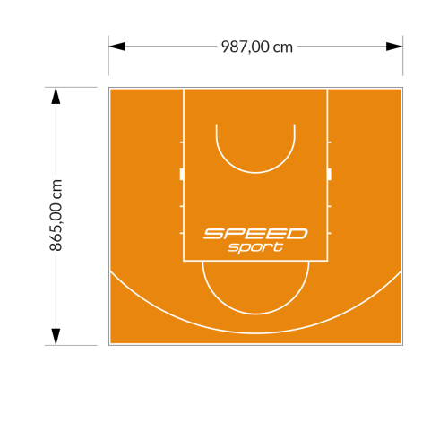 85M2/865X987CM POMARAŃCZOWE BOISKO DO KOSZYKÓWKI SPEEDSPORT HEXA POWER PRO