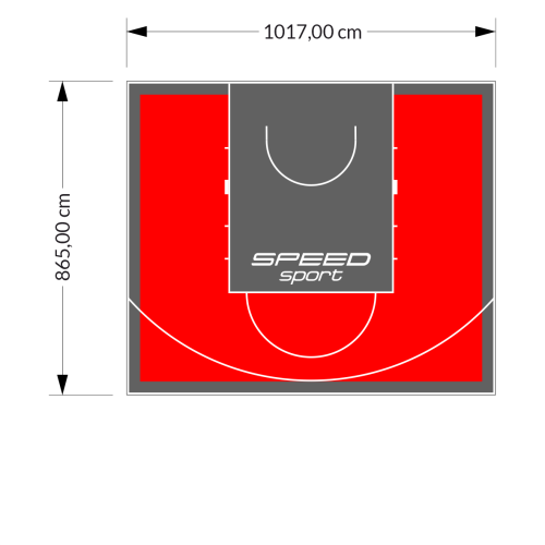 88M2/865X1017CM CZERWONO-GRAFITOWE BOISKO DO KOSZYKÓWKI SPEEDSPORT HEXA POWER PRO