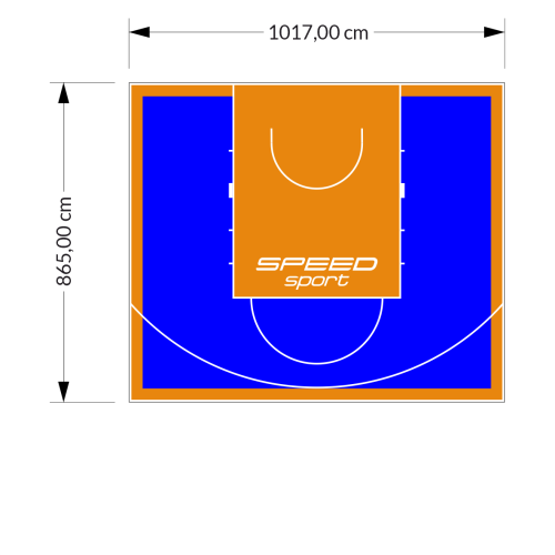 88M2/865X1017CM NIEBIESKO-POMARAŃCZOWE BOISKO DO KOSZYKÓWKI SPEEDSPORT HEXA POWER PRO