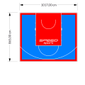 88M2/865X1017CM BŁĘKITNO-CZERWONE BOISKO DO KOSZYKÓWKI SPEEDSPORT HEXA POWER PRO