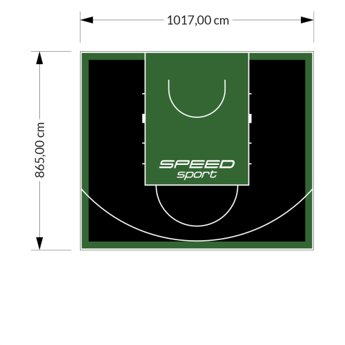 88M2/865X1017CM CZARNO-ZIELONE BOISKO DO KOSZYKÓWKI SPEEDSPORT HEXA POWER PRO
