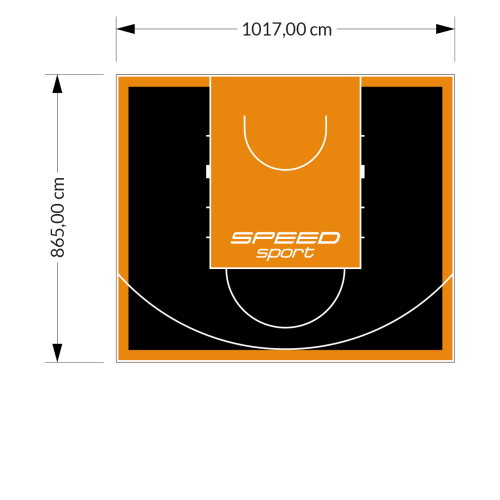 88M2/865X1017CM CZARNO-POMARAŃCZOWE BOISKO DO KOSZYKÓWKI SPEEDSPORT HEXA POWER PRO