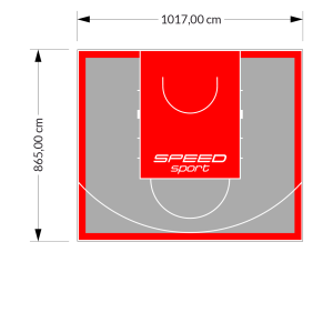88M2/865X1017CM SZARO-CZERWONE BOISKO DO KOSZYKÓWKI SPEEDSPORT HEXA POWER PRO