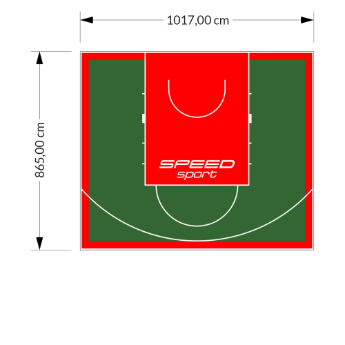 88M2/865X1017CM ZIELONO-CZERWONE BOISKO DO KOSZYKÓWKI SPEEDSPORT HEXA POWER PRO