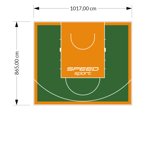 88M2/865X1017CM ZIELONO-POMARAŃCZOWE BOISKO DO KOSZYKÓWKI SPEEDSPORT HEXA POWER PRO