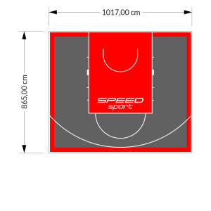 88M2/865X1017CM GRAFITOWO-CZERWONE BOISKO DO KOSZYKÓWKI SPEEDSPORT HEXA POWER PRO